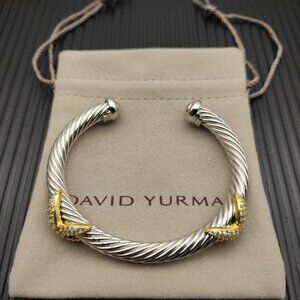 Sterling Silver 7mm Diamond Double X Bracelet